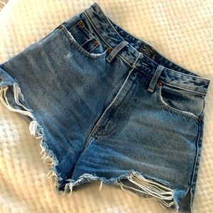 Abercrombie and Fitch high rise denim shorts